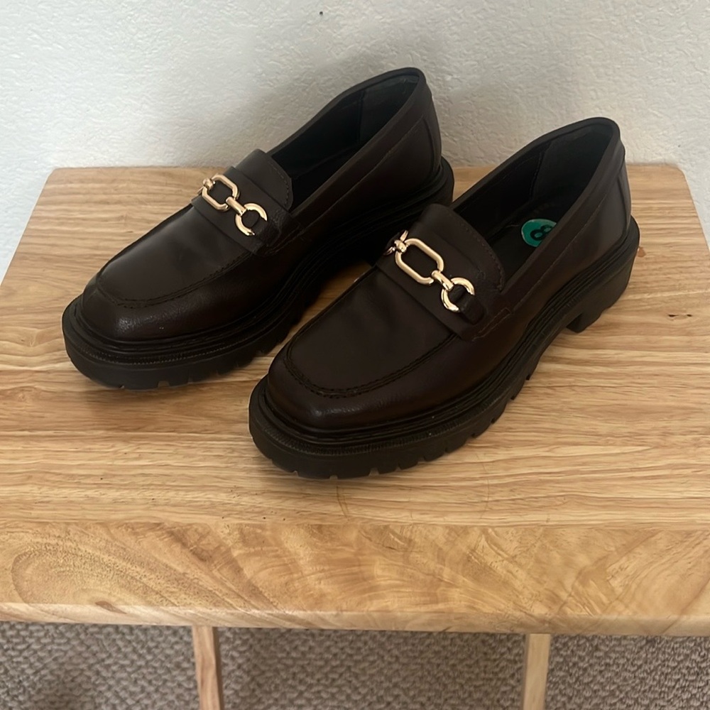 Secret Celebrity Brown Loafers with Gold Accent